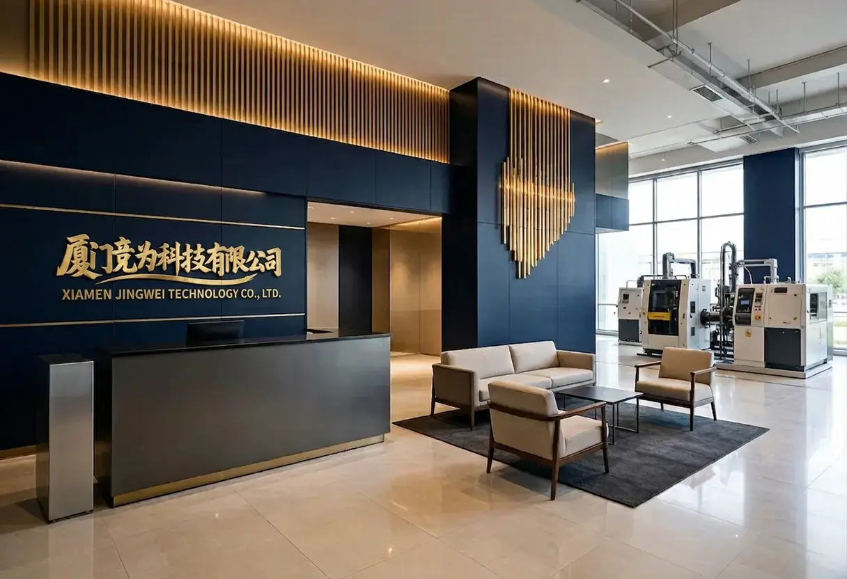 Jingwei Technologys showroom og reception, hvor kunder kan inspicere maskinerne