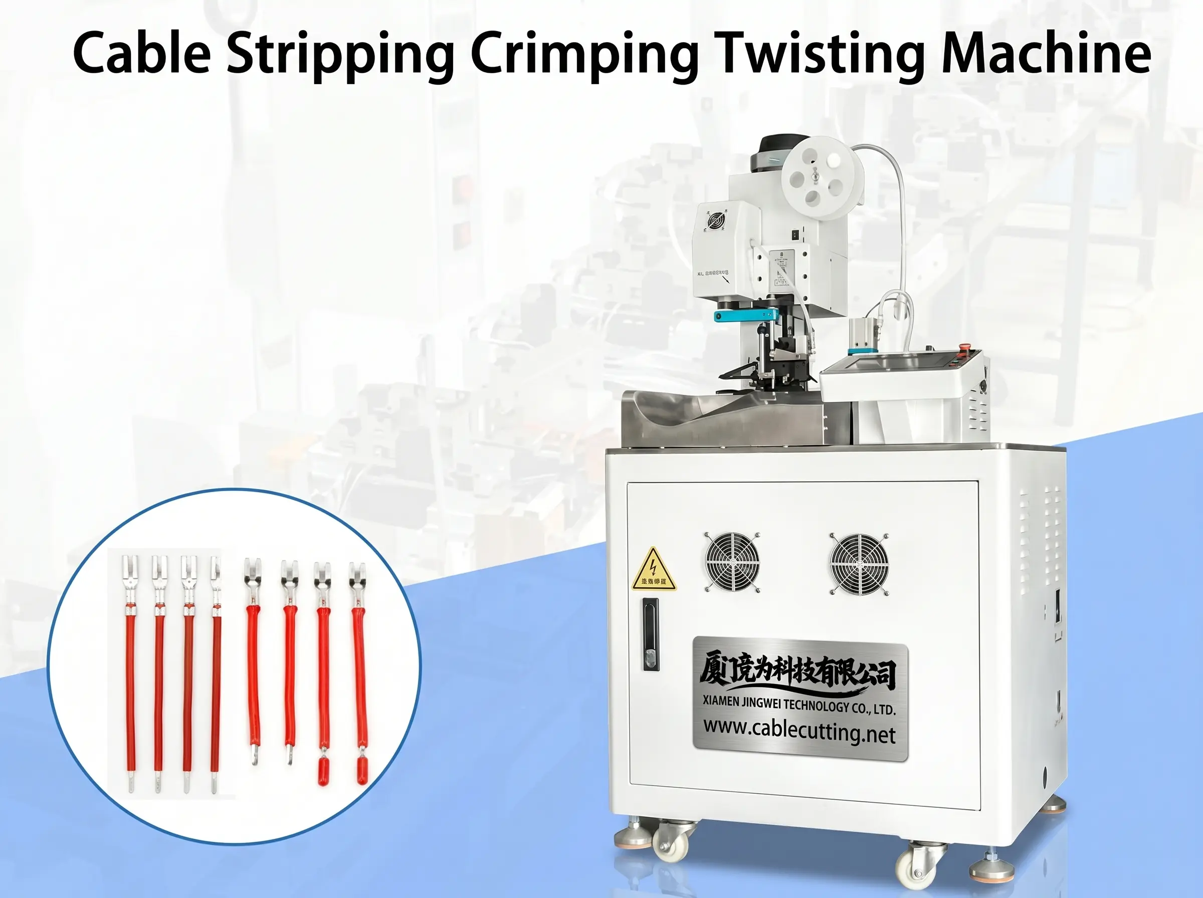 JINGWEI Automatisk Kabelstripnings-, Krympe- og Tvindemaskine