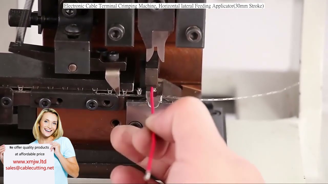 Elektronisk kabelterminal krympemaskine, horisontal lateral fødeapplikator 30mm slaglængde